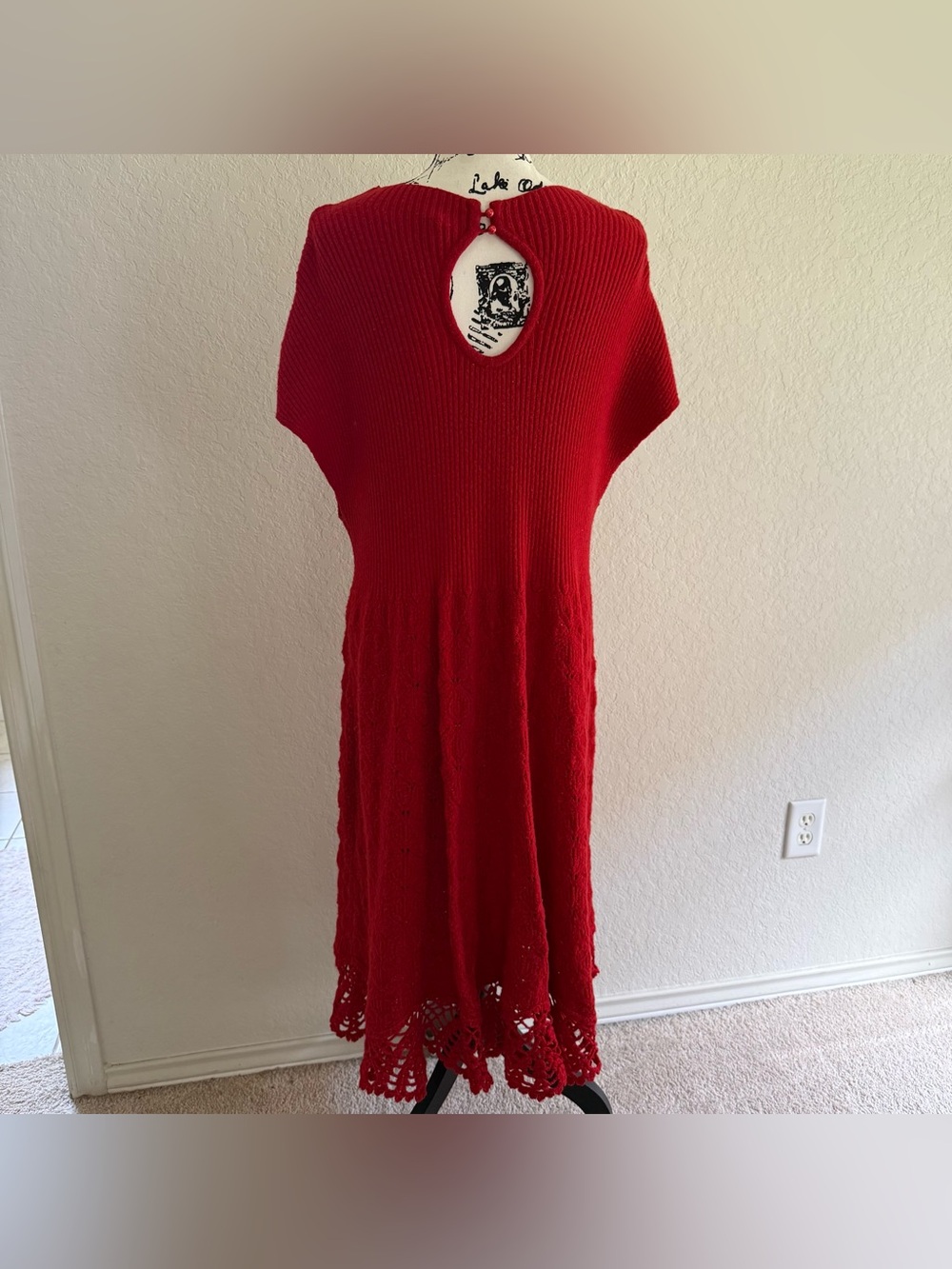 Anthropologie Feather Bone Red Sweater Dress - Picture 8 of 10